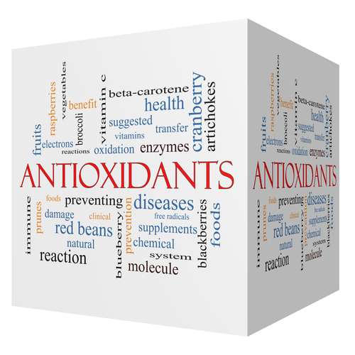 Antioxidants 3D cube Word Cloud Concept